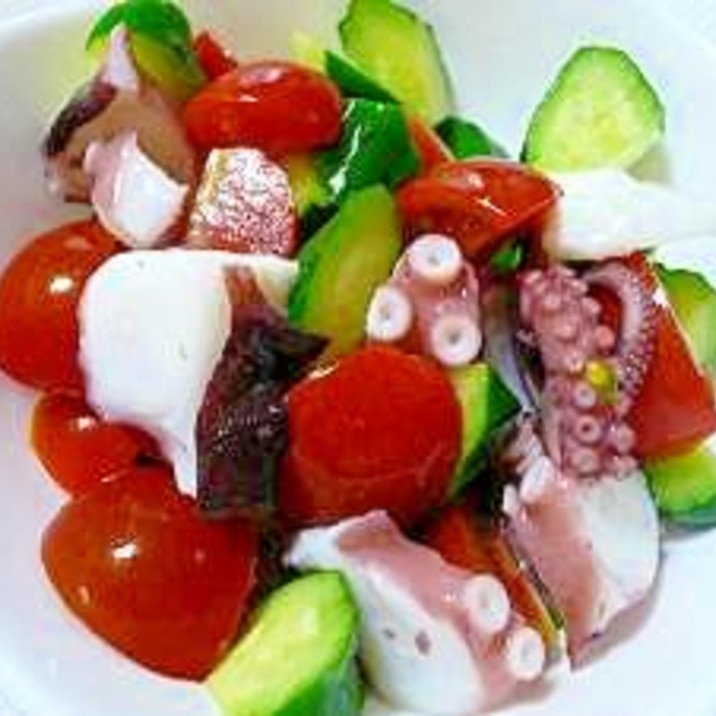 簡単 タコとキュウリとミニトマトのサラダ レシピ 作り方 By しかおりん 楽天レシピ